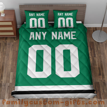 Custom Quilt Sets Dallas Jersey Personalized Ice hockey Premium Quilt Bedding for Boys Girls Men Women